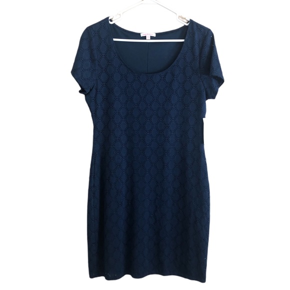 NWT Isaac Mizrahi Navy Dress Fully lined Size Large - Picture 5 of 7